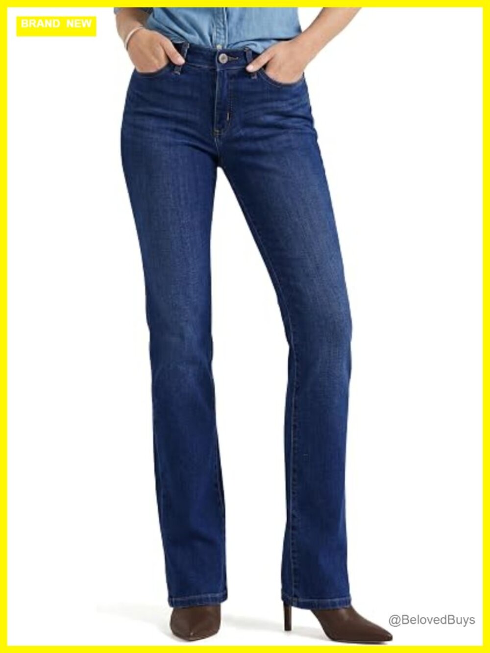 Straight Leg Jeans Stretch Denim Mid Rise Classic Fit Extra Long Inseam